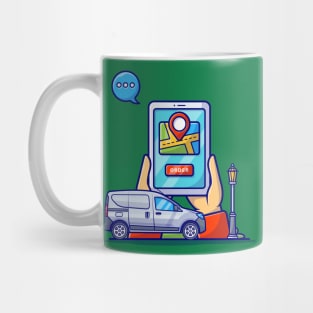 Online Taxi Transportation Cartoon Vector Icon Illustration Mug